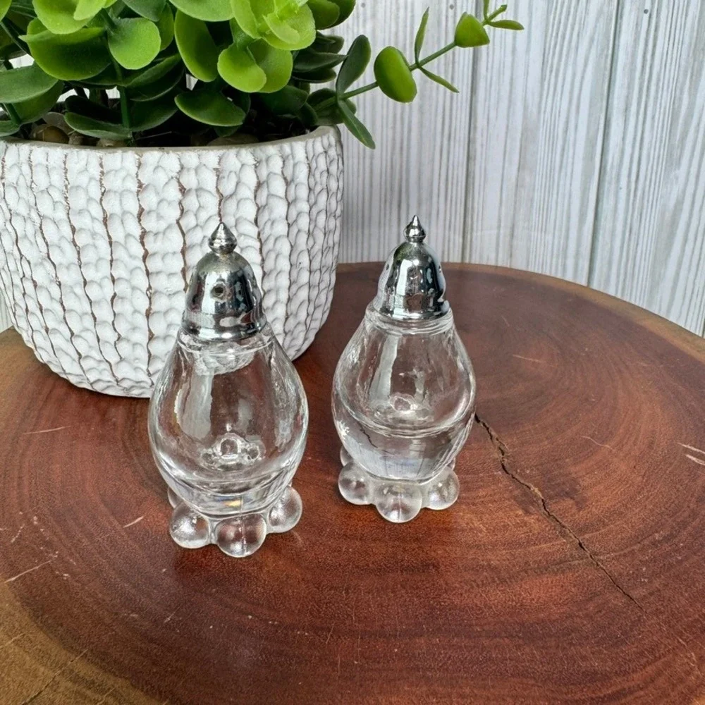 Vintage 1980s Imperial Glass Candlewick Anchor Salt & Pepper Shakers Art Deco